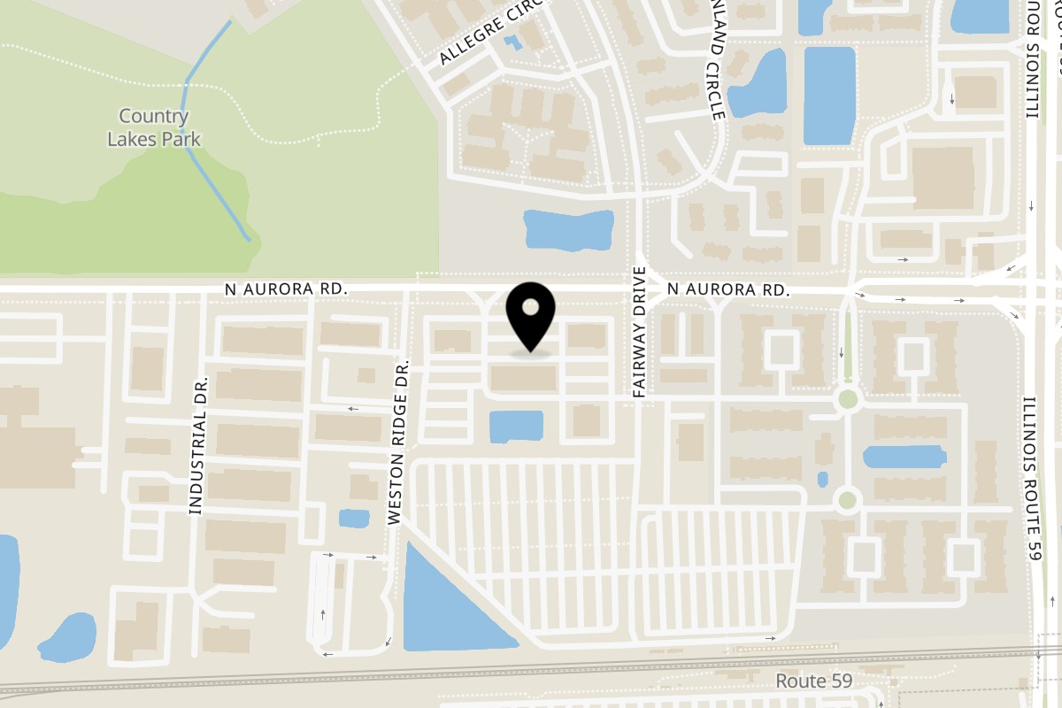 Map showing the location of Mazala Pizza on 535 Fairway Dr in Naperville